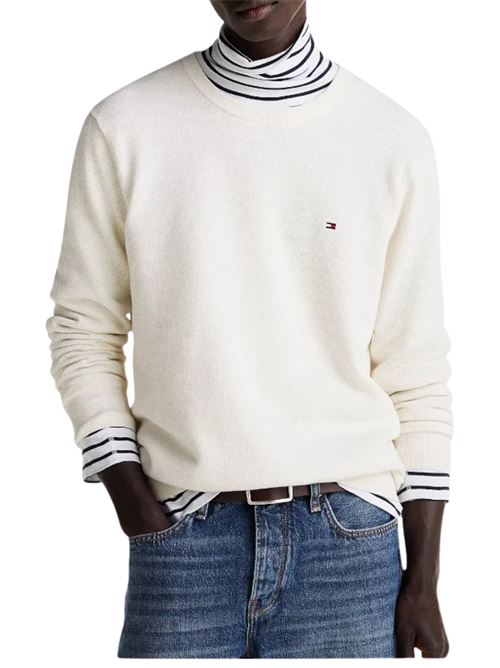 Maglioncino uomo avorio in cotone Tommy Hilfiger | MW0MW36347Z00